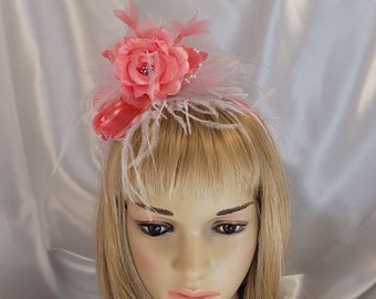 Pink Flower Girl Fascinator, Pink Dressy Church Fascinator, Pink Wedding Fascinator, Pink Floral Fascinator Headband, Pink Hatinator