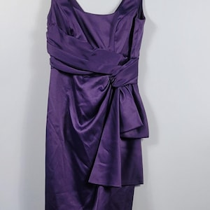 Vintage 80s Purple Dress, Maggy London Purple Cocktail Dress, Purple Satin Party Dress Size Small,
