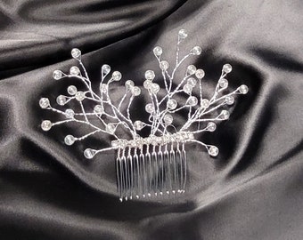 Brides Gift, Silver Hair Jewelry, Silver Wedding Hair Comb, Silver Bridesmaid Hair Comb, Silver Bridal Hairpiece, Silver Derby Hairpiece