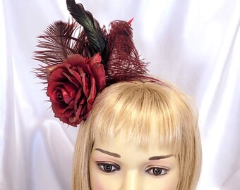 Maroon Kentucky Derby Fascinator, Maroon Dressy Church Fascinator, Maroon Mother's Day Fascinator, Maroon Kentucky Derby Party Fascinator