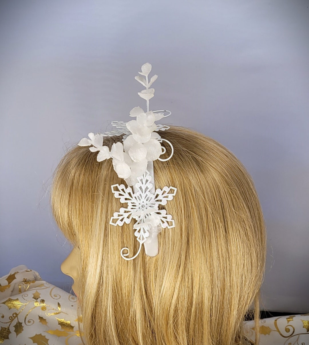 White Christmas Fascinator Headband White Holiday Fascinator Etsy
