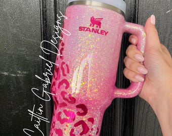 Peony Ombre Leopard Swirl Tumbler | Stanley | YETI | Simple Modern Trek