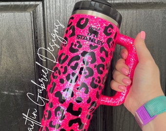 HOT Pink Leopard Tumbler | Stanley | YETI | Simple Modern Trek - Etsy