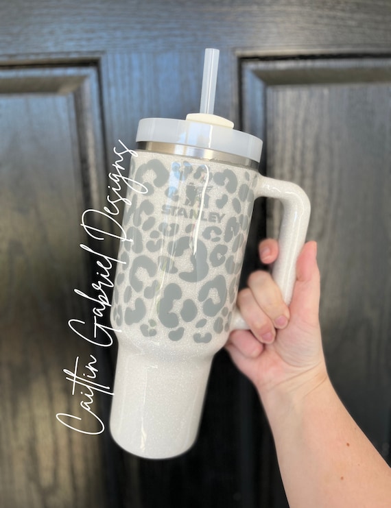 New Stanley 30oz Tumbler With handle Leopard Tumbler With Straw