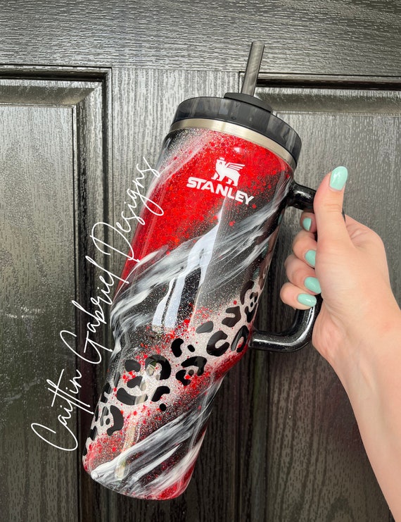 Red/black Leopard Swirl Tumbler | Stanley | YETI | Simple Modern