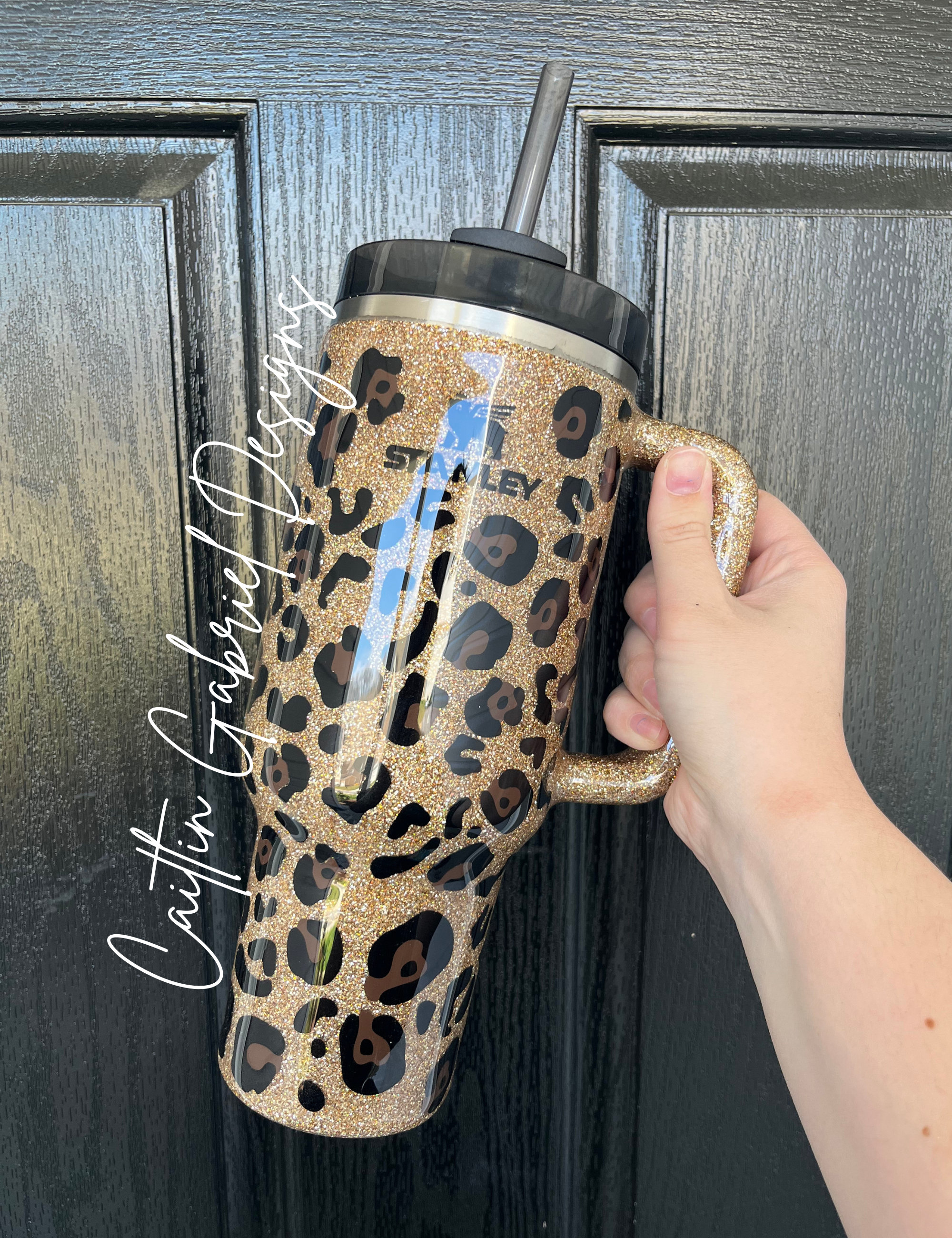 Bling Matte Stanley Dupe Cheetah Leopard Rhinstone Tumbler/ Cup 