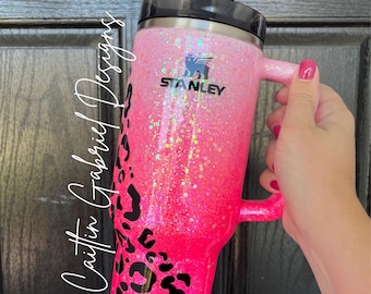 Hot Pink/Black Ombre Leopard Swirl Tumbler | Stanley | YETI | Simple Modern Trek