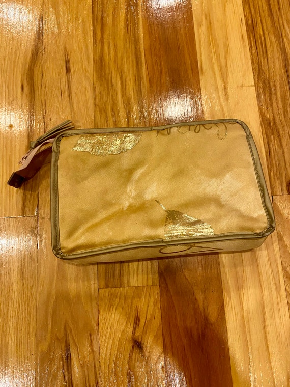 Vintage 1980s Gold Makeup Bag - image 3