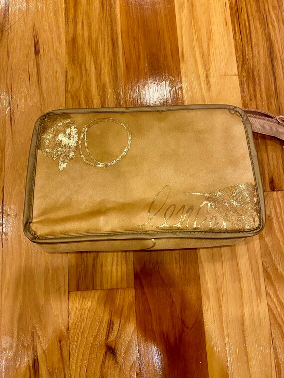 Vintage 1980s Gold Makeup Bag - image 1