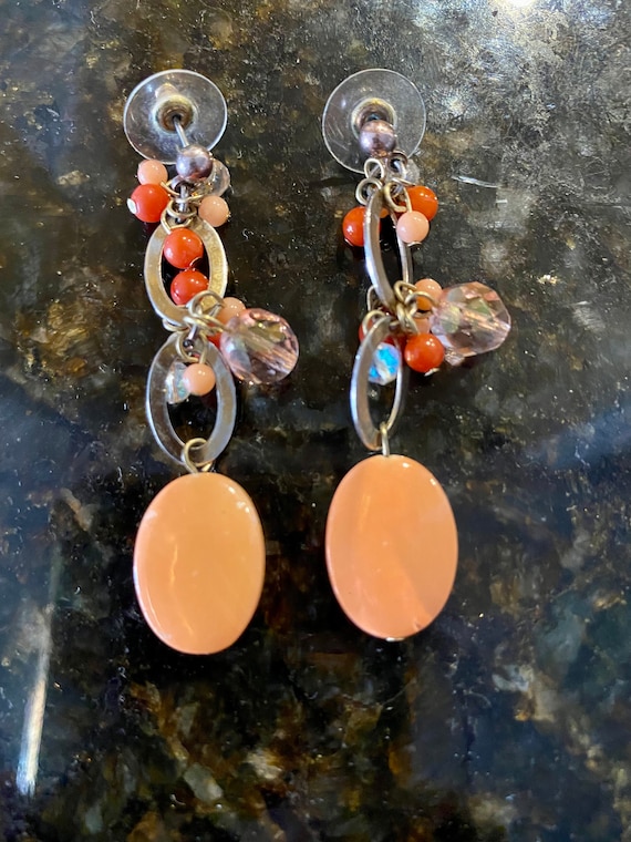 Sparkly Fun Party Earrings / Orange / Beaded