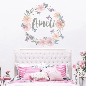 Personalized Name Wall Decal Rustic Nursery Decal Girls Name Wall Decal Boho Nursery Decor Name Decal Girl Room Decor Cottage Style  (MA228)