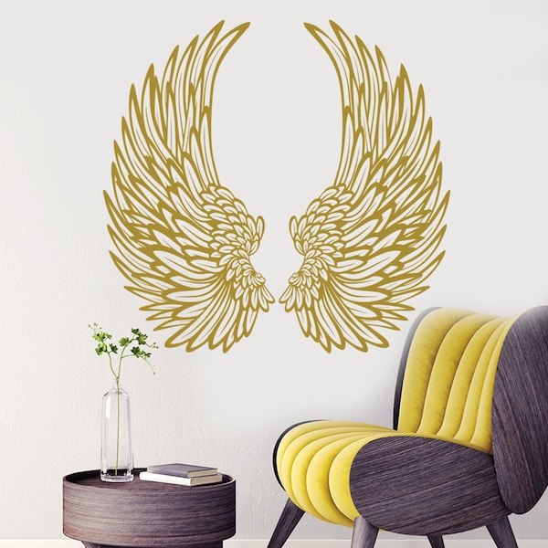 Angel Wings Wall Decal, Wings Sticker, Vinyl Sticker Decals, Bird Wings Decal, Home Decor, Fashion Bedroom Sticker, Bedroom Decor J637