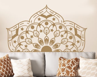 Mandala Wall Decal, Headboard Vinyl Sticker, Boho Decor, Mandala Sticker, Mandala Decal For Bedroom, Bohemian Bedroom, Bedroom Decor (MA81)