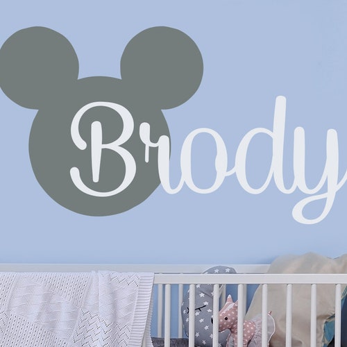 Name Wall Decal Mickey Mouse Head Ears Vinyl Decals Sticker Etsy