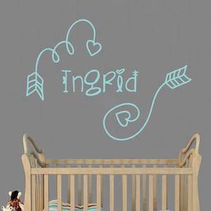 Name Wall Decals Arrows Decal Personalized Vinyl Removable Stickers Bedroom Home Decor Art Interior Girl Hearts Design Ideas Mural AR327