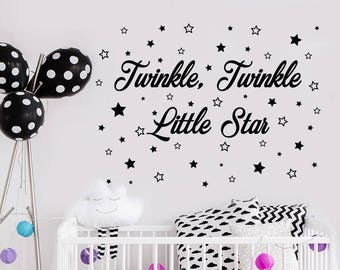 Quote Wall Decals Twinkle, Twinkle Little Star Decal Girls Bedroom Decor Star Sticker Nursery Decor Quote Sticker Nursery Girls Room (MA268)