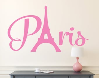 Paris Eiffel Tower Vinyl Wall Decal - Paris Theme Bedroom Decor -  Eiffel Tower Wall Art - Paris Skyline Silhouette - Girl Room Decor  DM115