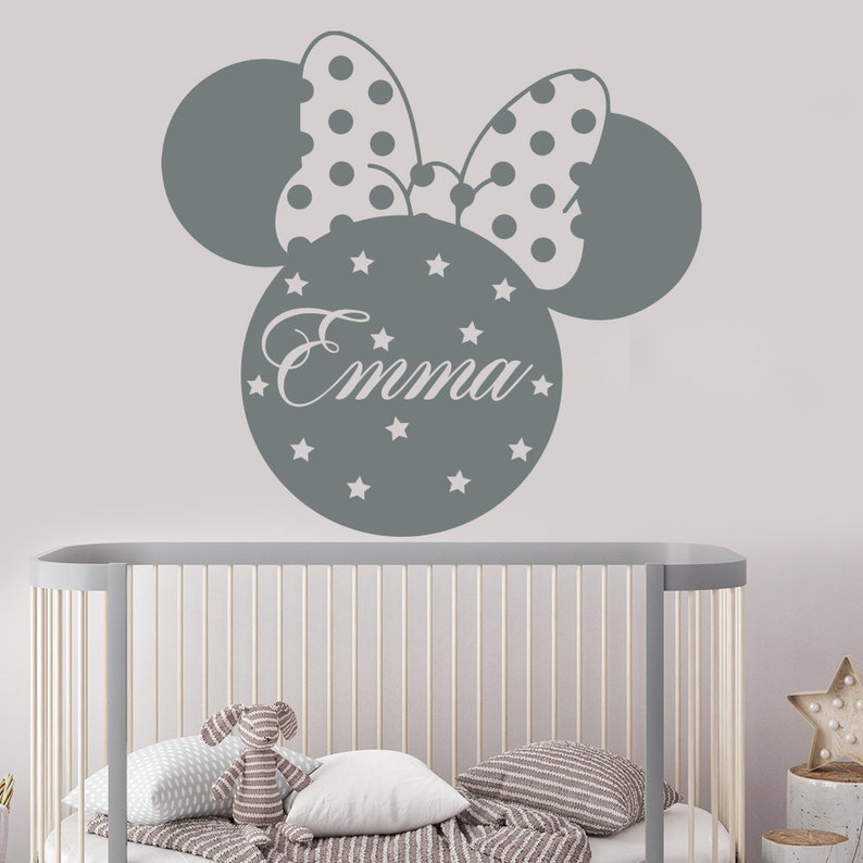 mickey mouse wall decal girls name wall decal name sticker | etsy