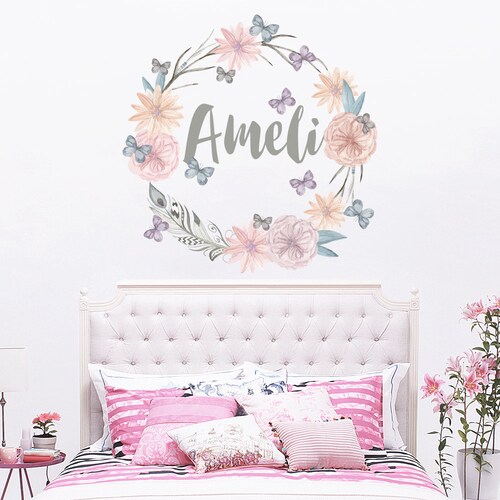 Personalized Name Wall Decal Rustic Nursery Decal Girls Name Etsy