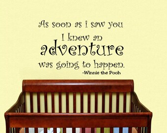 Wall Decals Quote Winnie the Pooh Adventure Home Vinyl Decal Sticker Kids Nursery Baby Room Decor V224