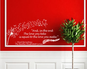 Wall Decals Quote Paul McCartney The Beatles Lyrics Dandelion Musical NoteHome Vinyl Decal Sticker Kids Nursery Baby Room Decor  V60