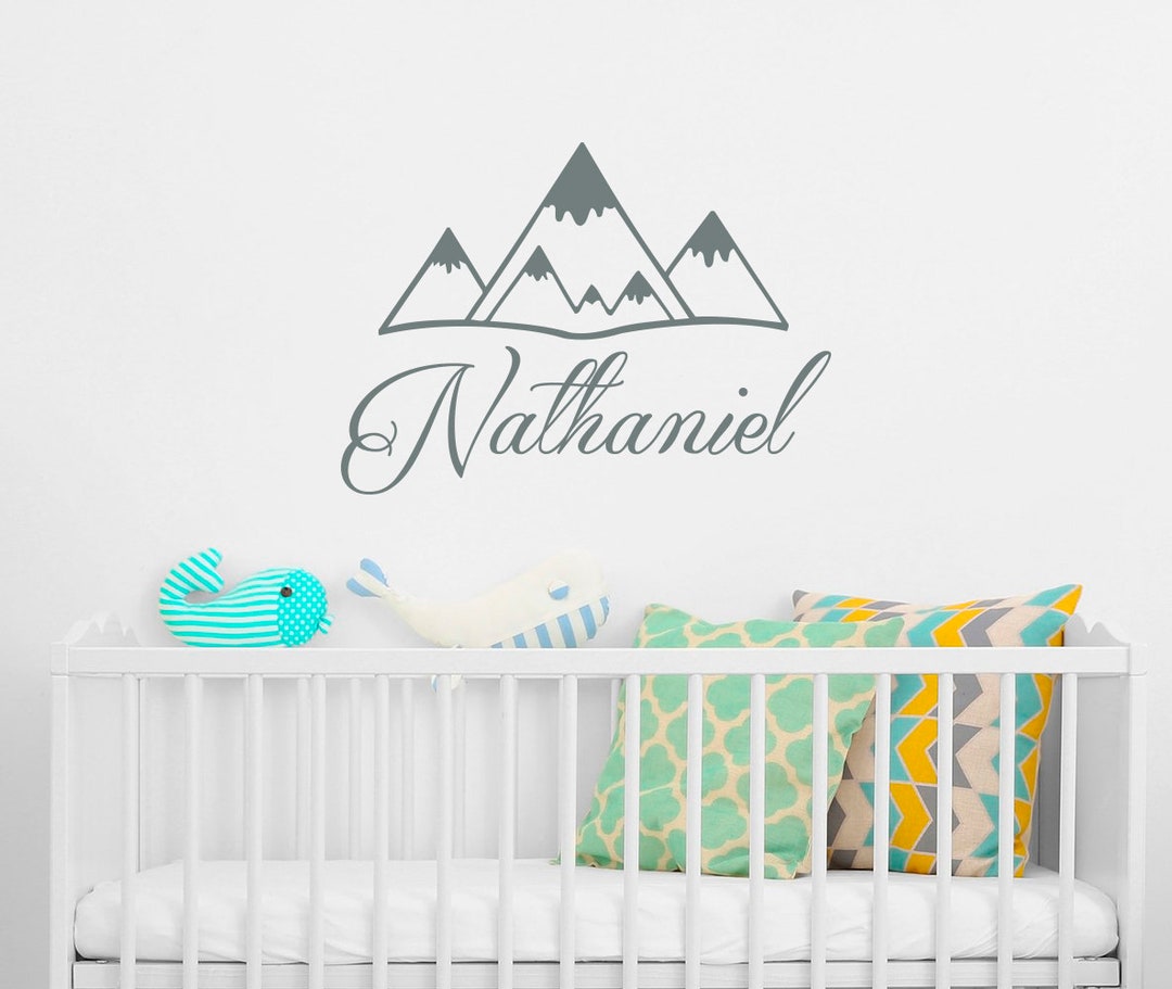 Personalized Vinyl Name Wall Decal. Boys Name Decal. Mountain Decal ...