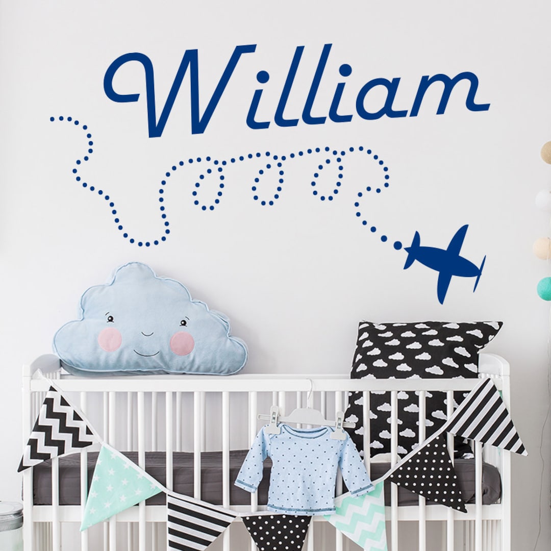Personalizd Name Wall Decals, Airplane Nursery Decal, Plane Wall Decal ...