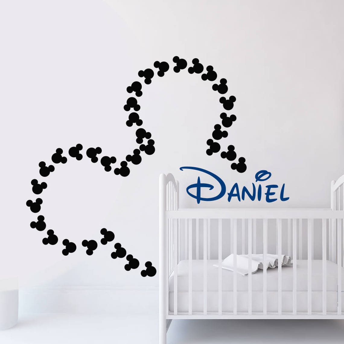Mickey Mouse Wall Decal. Name Wall Decals. Nursery Wall Art. Etsy