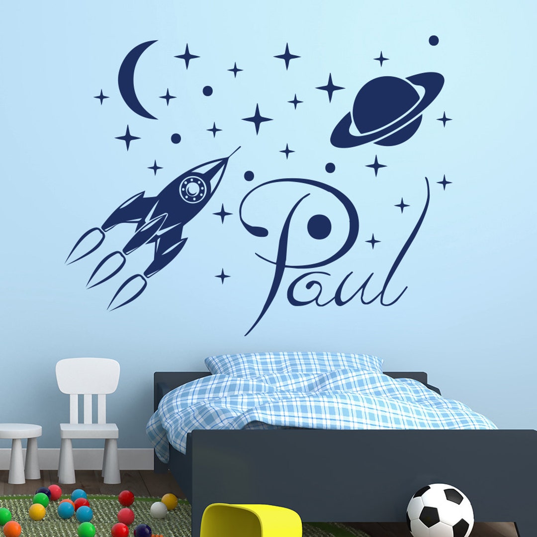 Name Wall Decal. Space Nursery Decor. Rocket Decal. Personalized Name ...