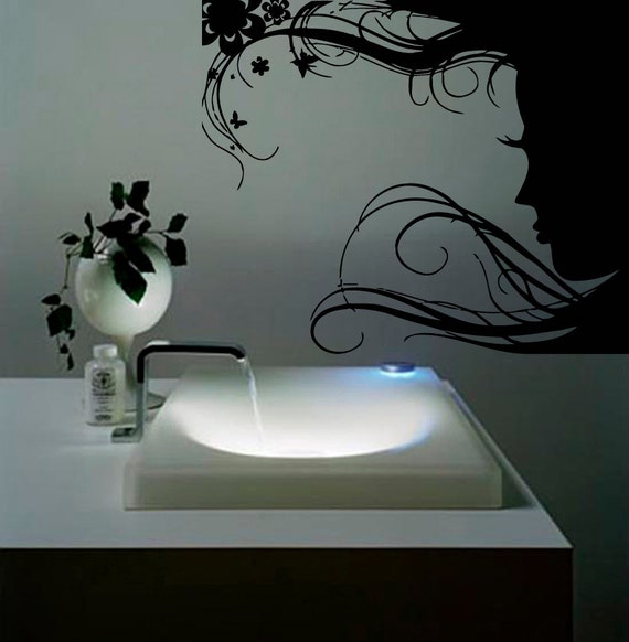 FREE SHIPPING Wall Decals Beauty Salon Decor Model Girl Face Long Hair Vinyl Sticker Hairdressing Salon Spa Decor Home Interior Decor m605