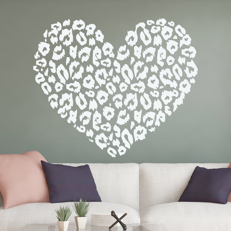 Wall Decals Leopard Heart Sticker Cheetah Animal Decal Removable Vinyl Family Room Decor J499