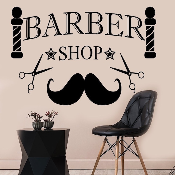 mustache wall decals barber shop decal hair man beauty salon | etsy