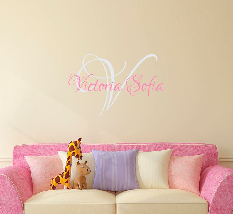 Vinyl Name Wall Decal Girls Name Wall Decal Initial Decal Etsy