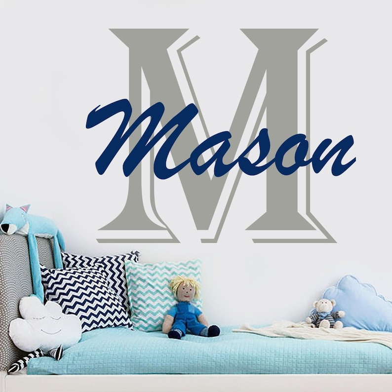 Boys Name Wall Decal, Nursery Boys Vinyl Wall Art, Monogram Decal ...
