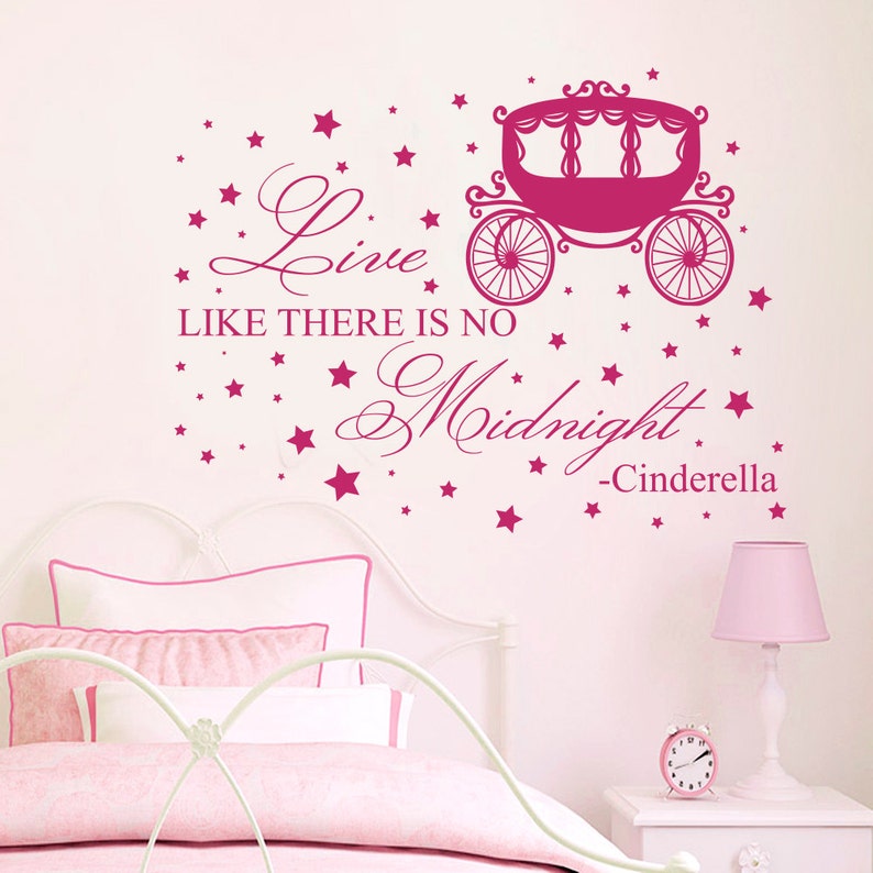 Cinderella Wall Decals Quote Live Like There Is No Midnight | Etsy