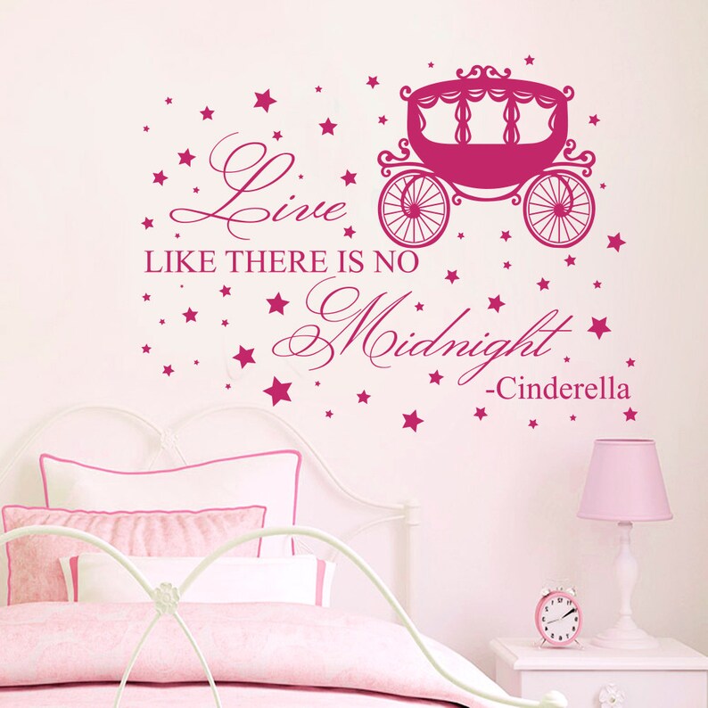 Cinderella Wall Decals E Live Like There Is No Midnight Decal Nursery Baby Girl Room Decor Carriage Vinyl Star Stickers Home Art J125