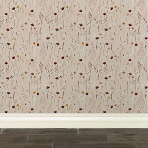 Floral Wallpaper, Vintage Wildflower Peel and Stick, Soft Earthy Wall Décor - Blossom Drift