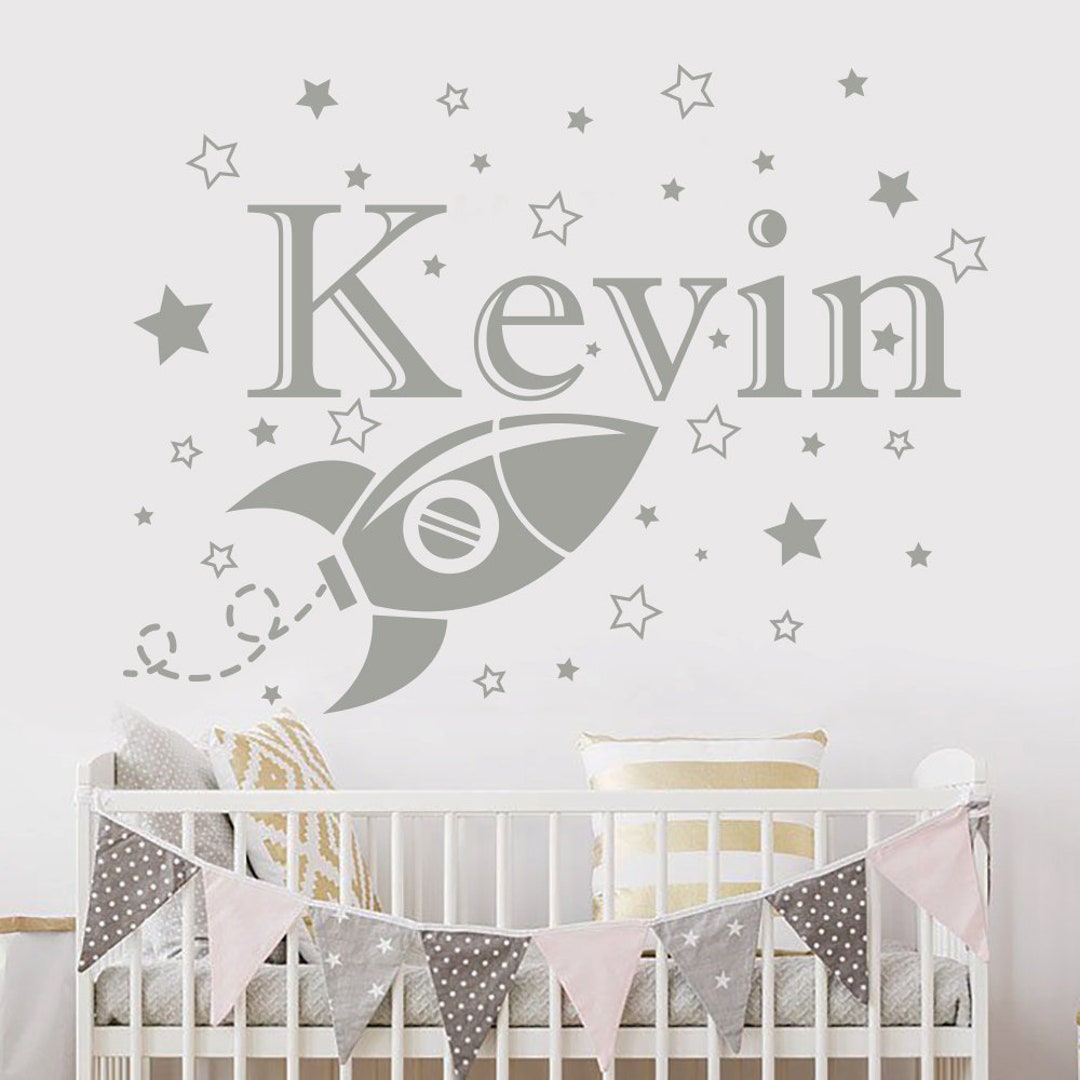 Personalized Name Wall Decals, Boys Name Decal, Rocket Decal, Space Boy ...
