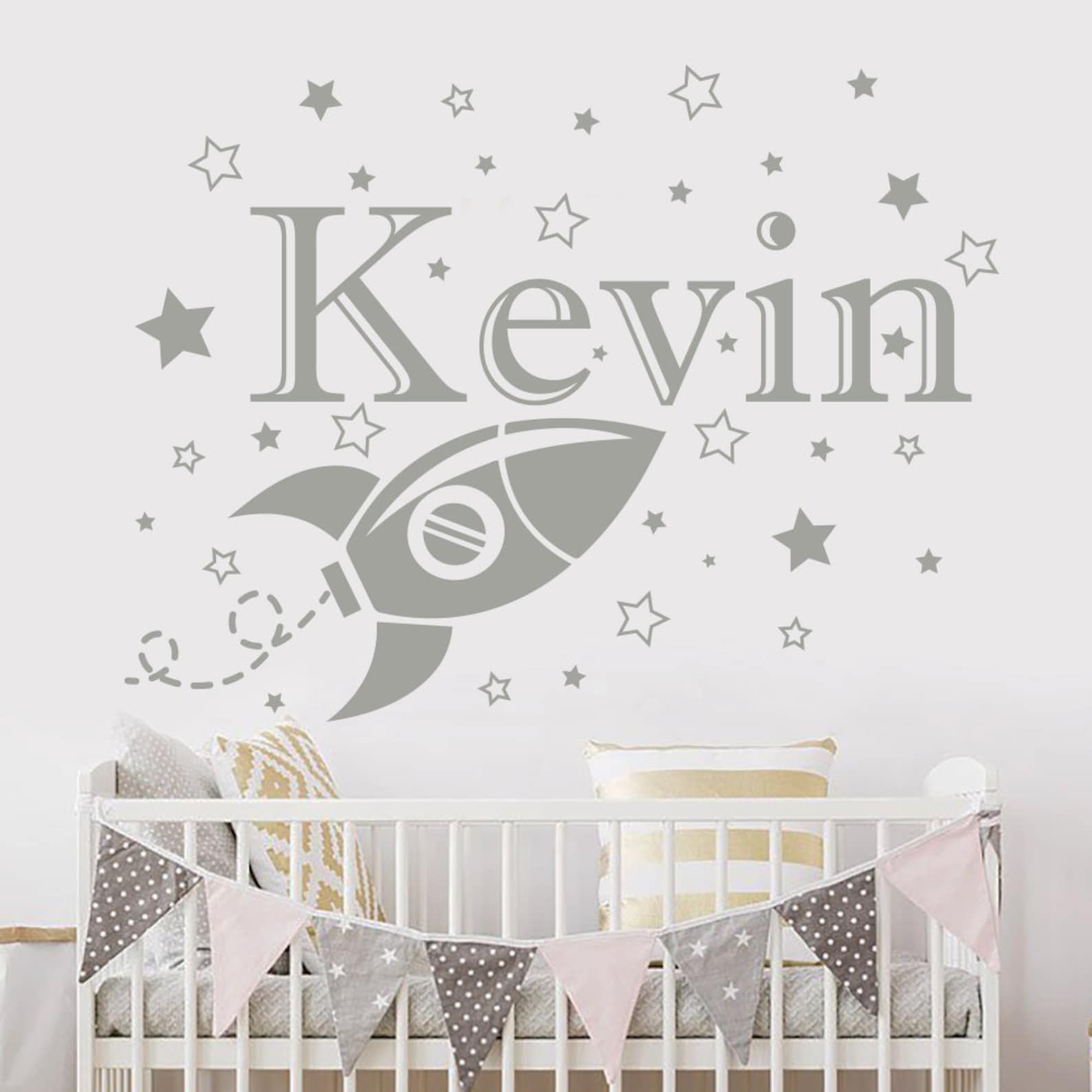 Personalized Name Wall Decals Boys Name Decal Rocket Decal | Etsy