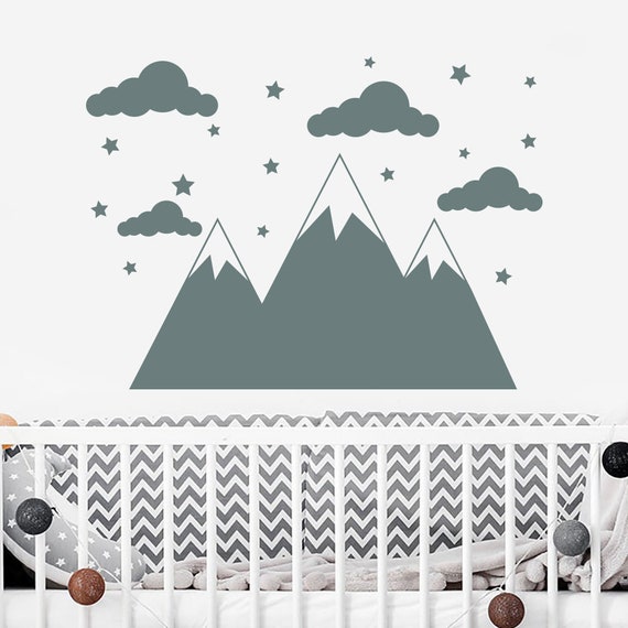 Montagne Chambre Denfant Sticker Decoration Murale Rustique Etsy