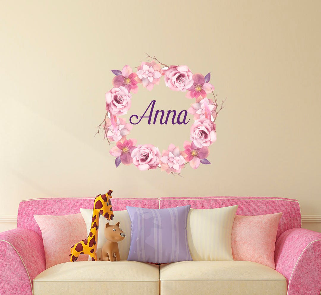 Girl Name Wall Decal, Nursery Vinyl Sticker, Personalized Name Decals ...