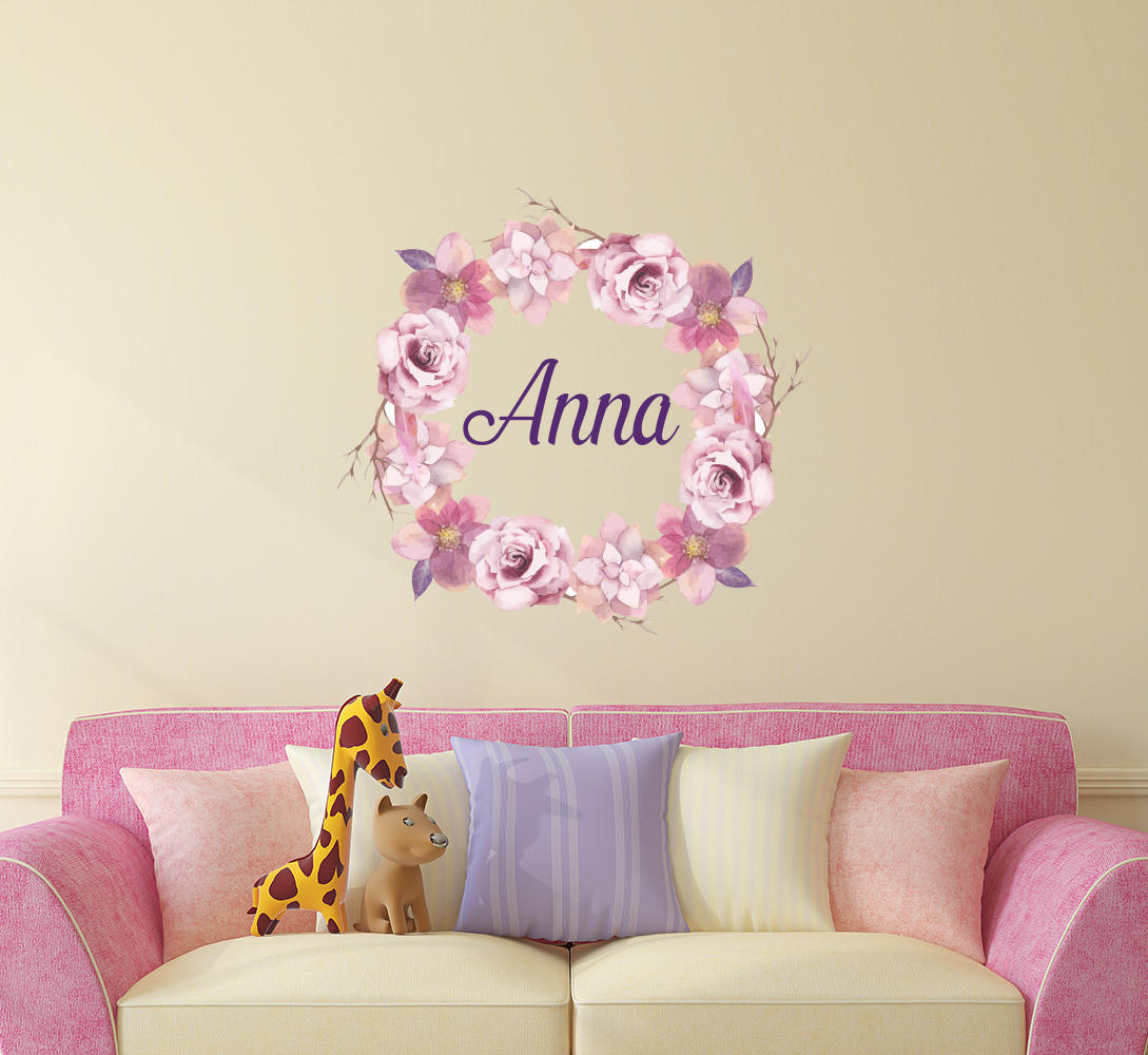 Girl Name Wall Decal, Nursery Vinyl Sticker, Personalized Name Decals ...