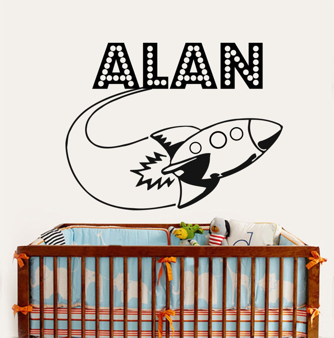 Name Wall Decal - Space Nursery Decor- Rocket Wall Decal - Boy Bedroom ...