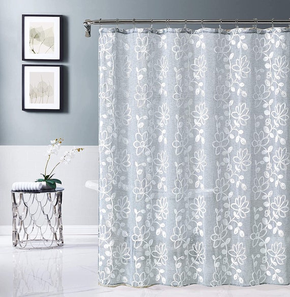 Dainty Home Rita Shower Curtain in Silver Stunning Shabby Chic | Etsy