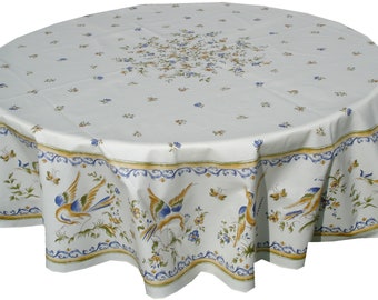 70" Round Coated Tablecloth with Round Motif