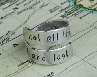 Not All Those Who Wander Are Lost Wrap Ring • Handstamped Jewelry • Handstamped Ring