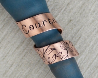 Custom Stethoscope ID Tag: Hand Stamped Wild Vines, Nurse Doctor Gift