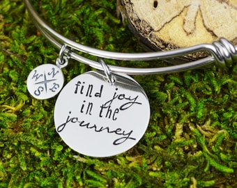 Find Joy in the Journey Adjustable Bangle Bracelet - Stacking Bangle