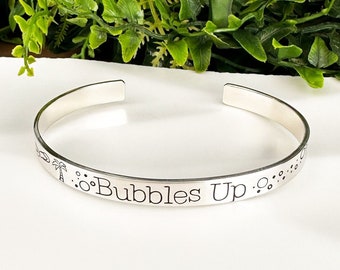 Bubbles Up Aluminum Brass or Copper Handstamped Cuff Bracelet • Musical Jewelry • Statement Jewelry
