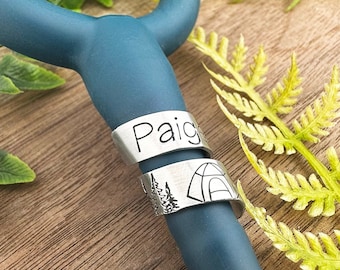 Custom Stethoscope ID Tag: Hand Stamped Camping Design, Nurse Doctor Gift